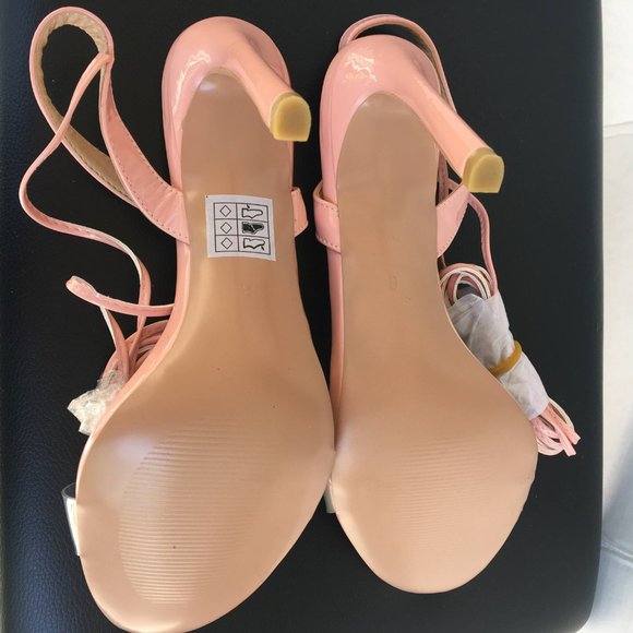 SIMMI Pink Perspex lace up heels size 10 - Picture 4 of 11